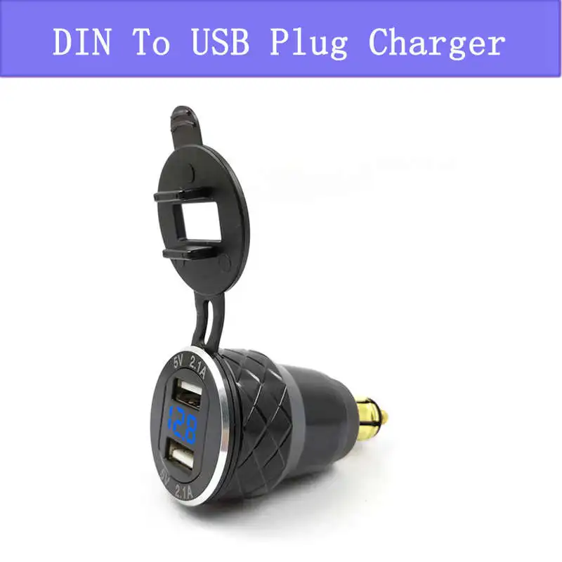 Двойной 5V 2.1A Din Usb адаптер переменного тока Алюминий сплава европейские мотоцикла