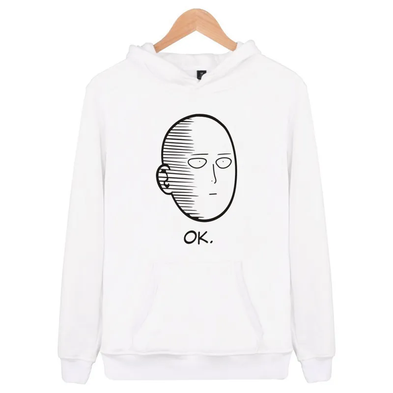 Женская и мужская унисекс толстовка с принтом One Punch Man OK, Повседневная Толстовка с длинным рукавом и рисунком аниме, толстовки с карманами
