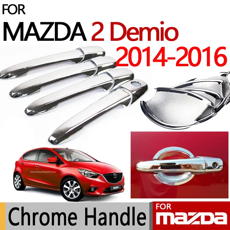 Для Mazda 2 Demio хромированная дверная ручка крышка Роскошные аксессуары без