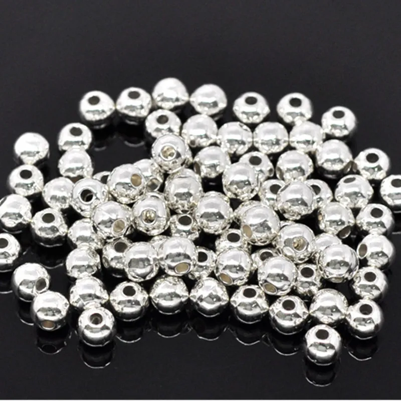 

1500Pcs Silver Plated Smooth Round Alloy Spacers Beads Jewelry DIY Making Findings 6mm Dia.