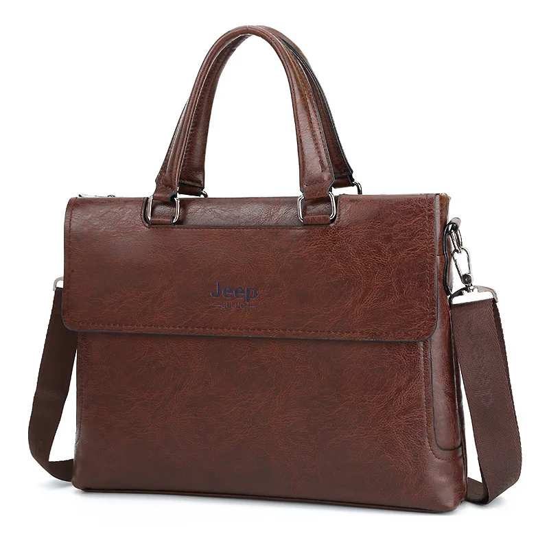 Brown Модные компьютерные сумки, кожаный мужской портфель, кожа 15,6 дюймов, сумка для ноутбука, мужская деловая сумка через плечо, сумка на плечо для мужчин - Цвет: Brown