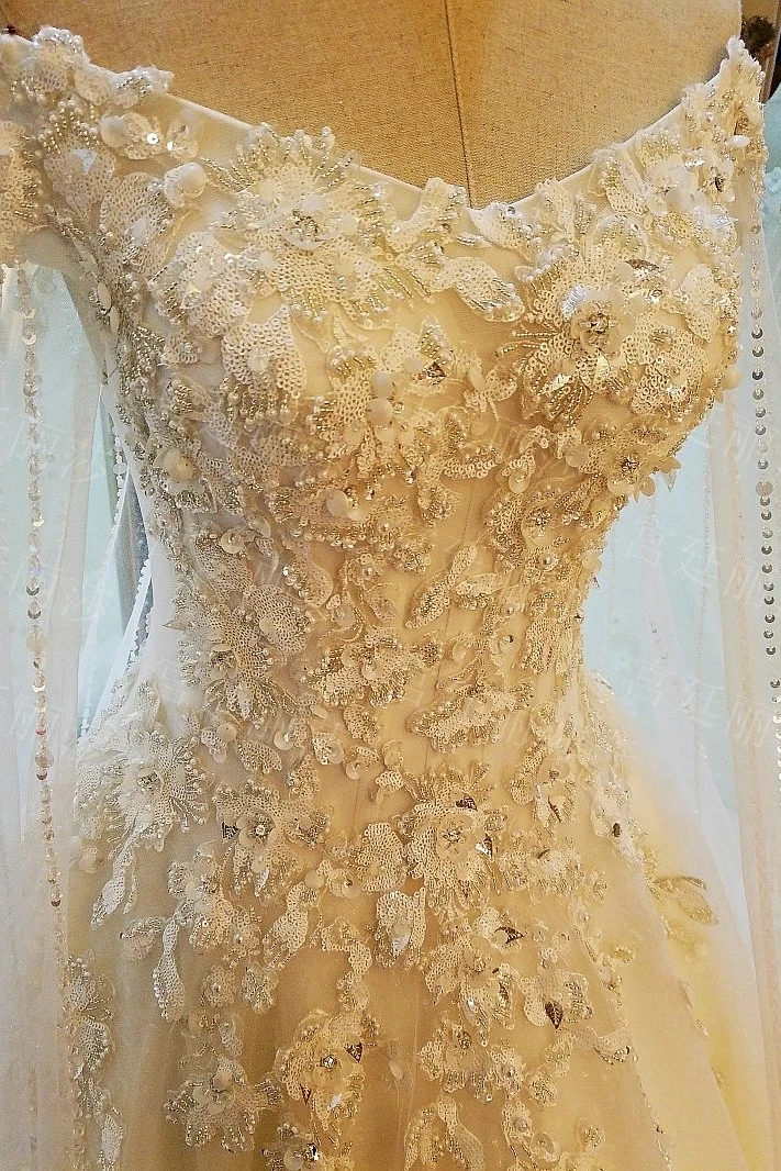 Vestido De Noiva белое роскошное свадебное платье с бусинами и цветами, Тюлевое платье для невесты без спинки настоящая фотография