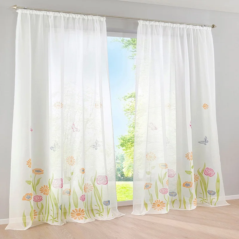 Moden пасторальные ПЕЧАТНЫЕ ЗАНАВЕСКИ s полузатенение экранирующая Панель Тюль для