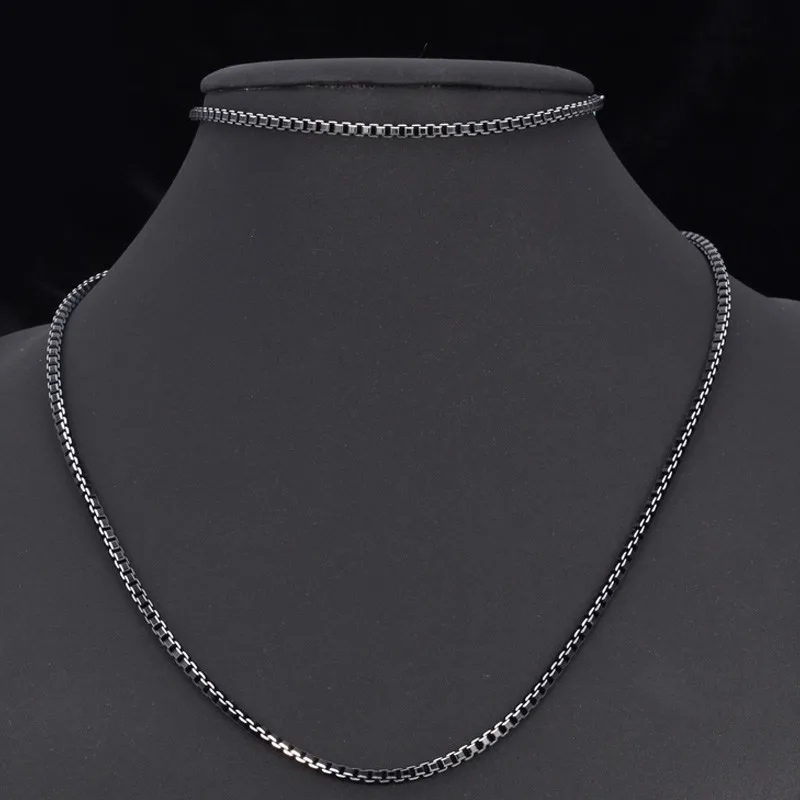 Черная коробка набор цепочек браслет мужские ювелирные изделия ожерелье из