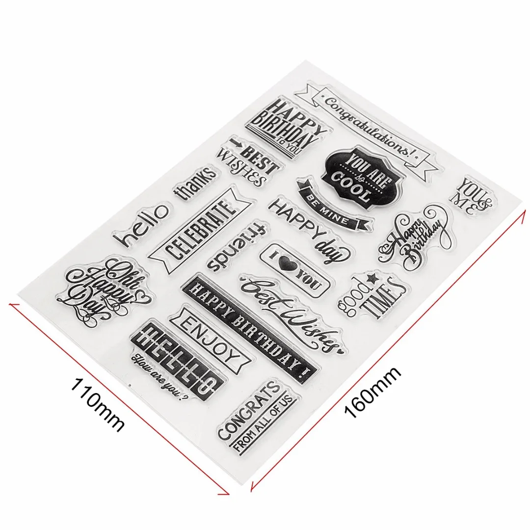 JX-LCLYL 16*11cm Happy Birthday Transparent Silicone Rubber Stamp Cling Seal Scrapbooking | Дом и сад