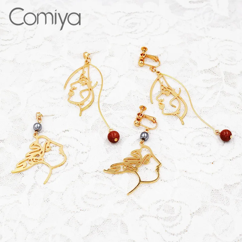 Comiya романтические серьги цинковый сплав золотой цвет рисунок узор Интернет