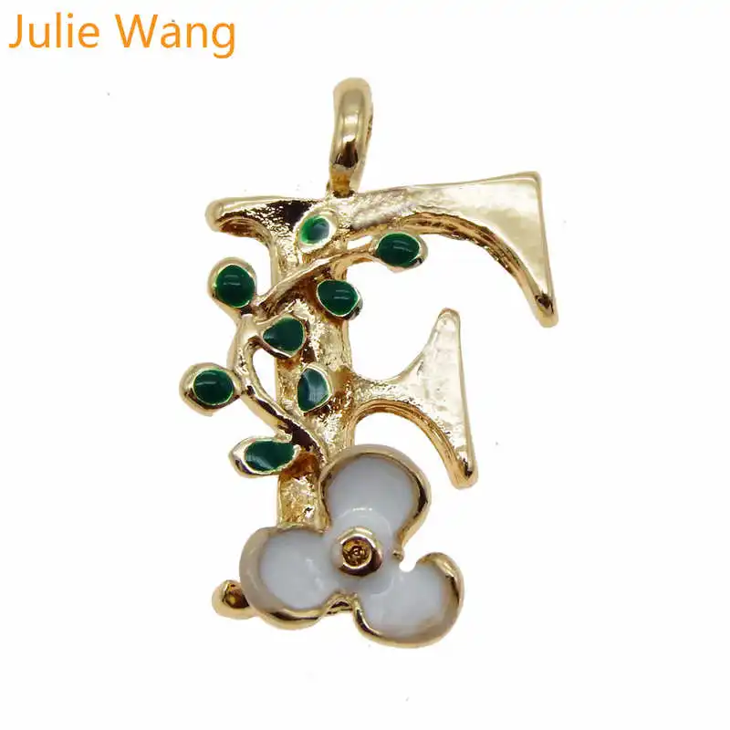 Julie Wang, 6 шт., золотой тон, A-Z, 26 букв, эмаль, красочные афабецы, подвески, ожерелье, подвеска, серьги, сделай сам, аксессуары для изготовления ювелирных изделий - Окраска металла: F