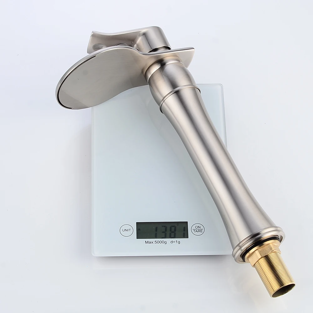 BAKALA Deck mounted Waterfall Bathroom Sink Vessel Faucet Nickel Brushed Bath Spout LH-555L | Обустройство дома