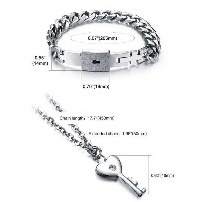 Titanium Puzzle Couple Heart Lock Key Bracelet Necklace Lover Jewelry Set | Украшения и аксессуары