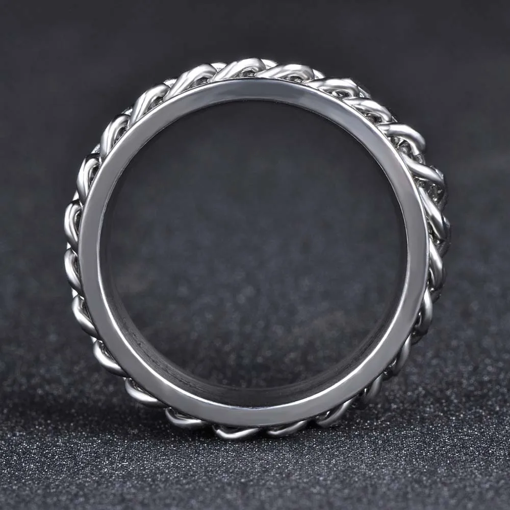 Hiphop/Rock Style White Gold Color Stainless Steel Rings For Women Men Jewelry Punk Twist Chain Ring Anillo R17146 | Украшения и