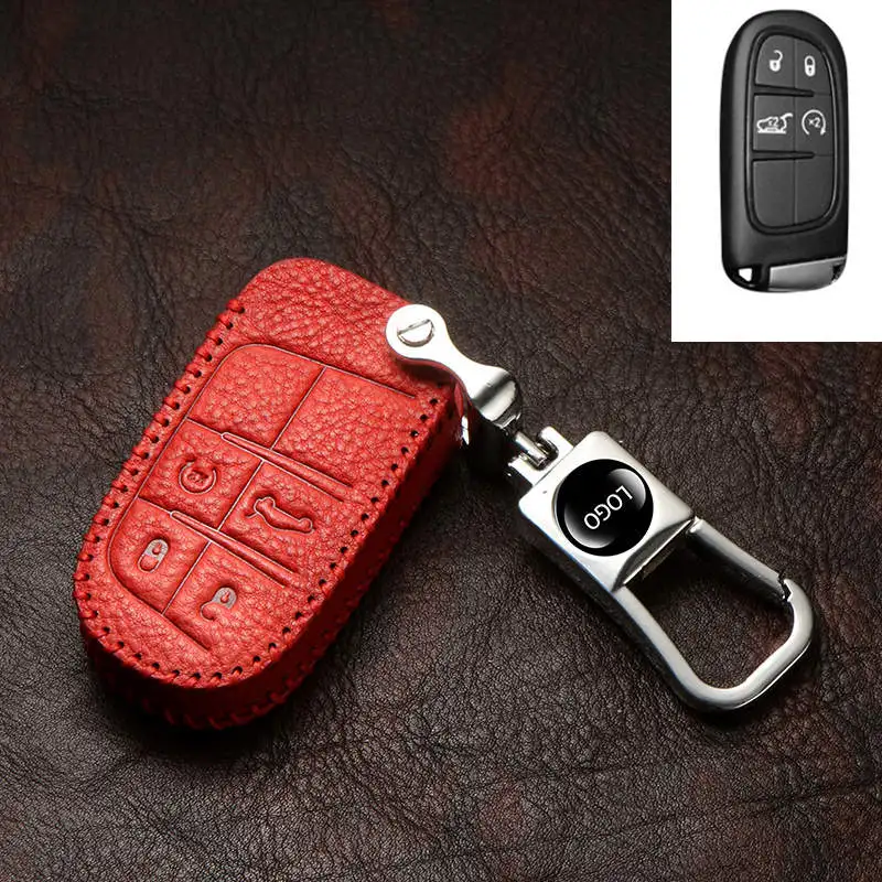 C-red Автомобильный брелок из натуральной кожи для джипа, компаса, патриота, Dodge Journey Chrysler 300, автомобильные аксессуары, стильный брелок для автомобиля - Название цвета: C-red