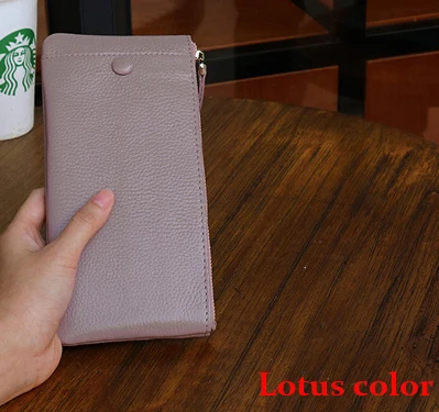 lotus color Женский кошелек, роскошный бренд, Walltes, дизайнерский кошелек, модный, натуральная кожа, женский клатч с застежкой, вместительные сумки - Цвет: lotus color