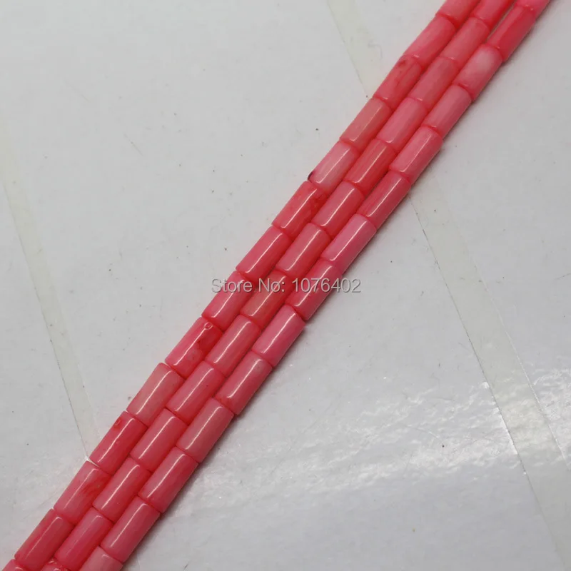 Мини. Заказ $7!4x8 мм Красивые Розовые Коралловые цилиндрические бусины 15 дюймов |