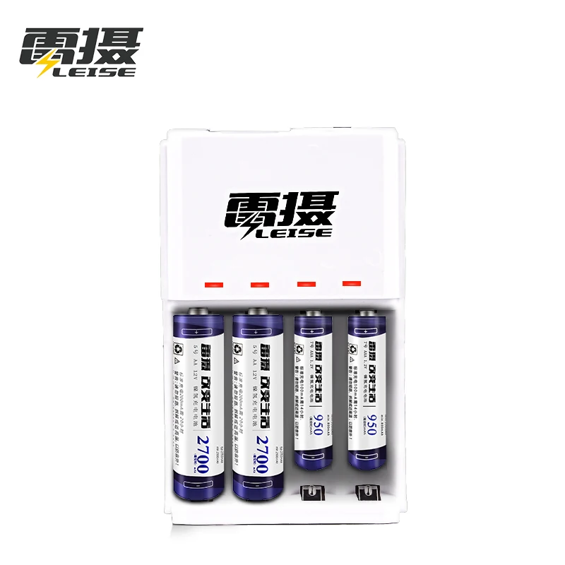 LEISE 1 шт. 4 слота зарядное устройство с индикатором для NIMH/NICD + 2 AA2700mah aa950mah ni mh