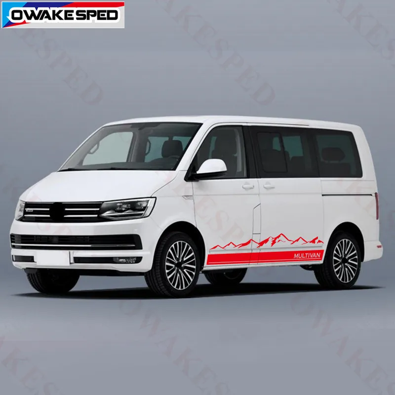 Горная графика Виниловая наклейка для Volkswagen Multivan T5 T6 Спорт на открытом воздухе California автомобиля стикеры кузова двери боковые полосы