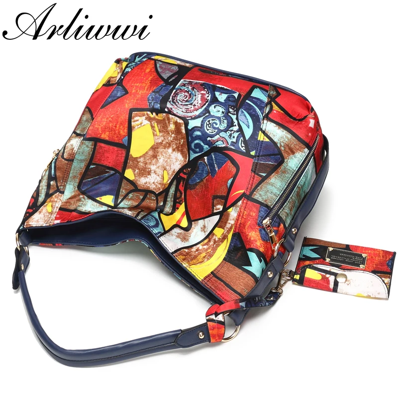 arliwwi high quality totem image nylon bags women new fashion big ladies featured elegant crossbody handbag py06 free global shipping