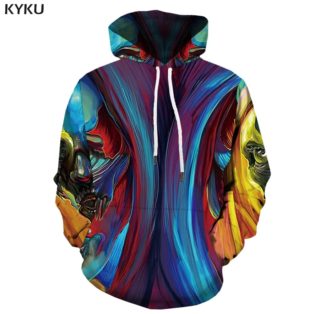 KYKU 3d толстовки с черепом толстовка капюшоном для мужчин Psychedelic принтом Цветной