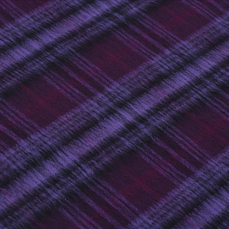Фиолетовая клетчатая Ангорская шерстяная ткань модный флис плюшевая мягкая Tecidos