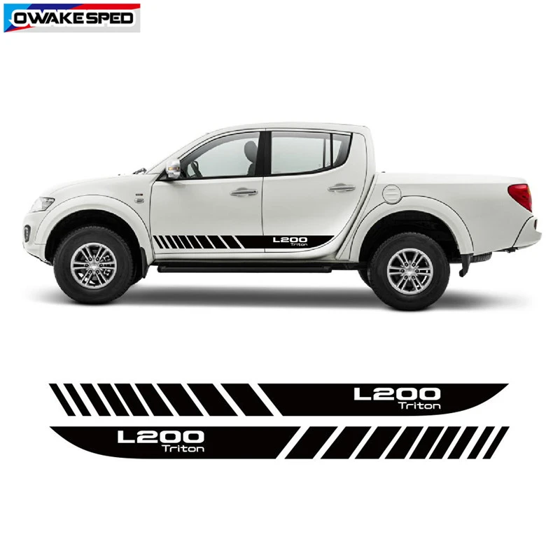 Гоночные полосы для Mitsubishi L200 Triton Графический автомобильный Стайлинг боковой двери юбка Декор Стикеры Авто аксессуары для тела виниловая наклейка