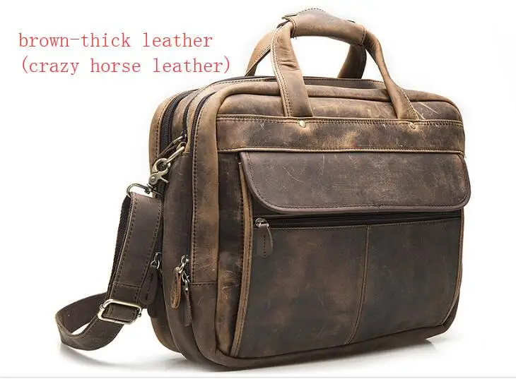 br-crazyhorseleather Высокое качество, мужской портфель из натуральной кожи в античном стиле, деловой 15," чехол для ноутбука, сумка-мессенджер, портфель, B1001b - Цвет: br-crazyhorseleather