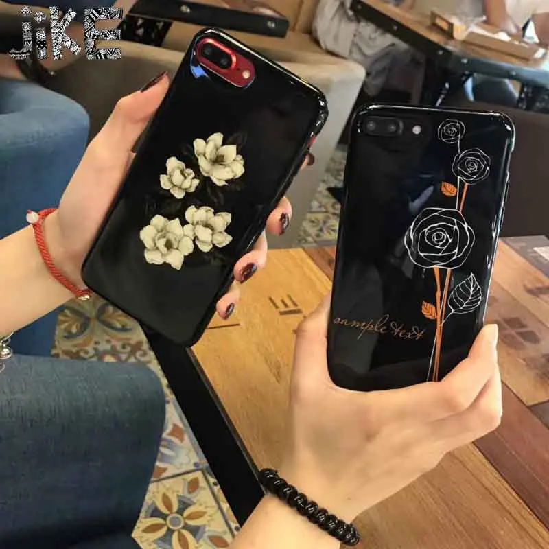 Творческий Фарфор простые линии Роуз Золотой цветок 6s Сотовый Защитный чехол