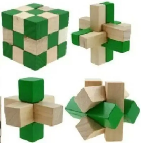 Новинка 4 шт./лот зеленый 2 цвета Классические игрушки IQ 3D деревянные