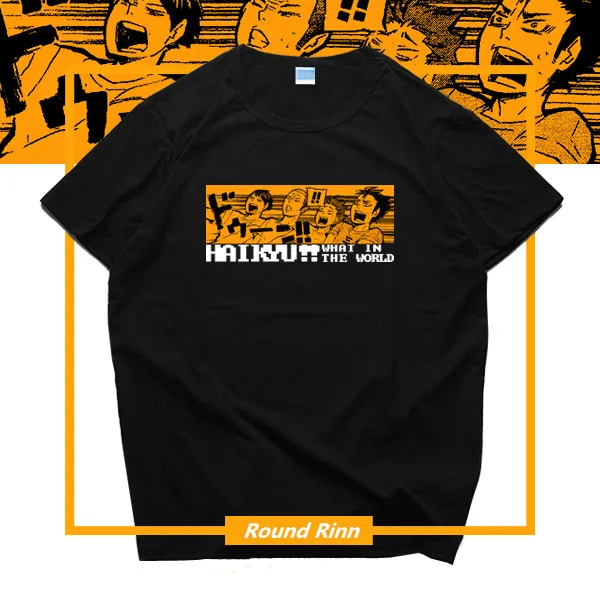 Black Haikyuu Karasuno School Nekoma kageyama Tobio Hinata Shoyo nissinoya Yuu Tanaka Ryunosuke Cos Tee аниме футболка с короткими рукавами - Цвет: Black
