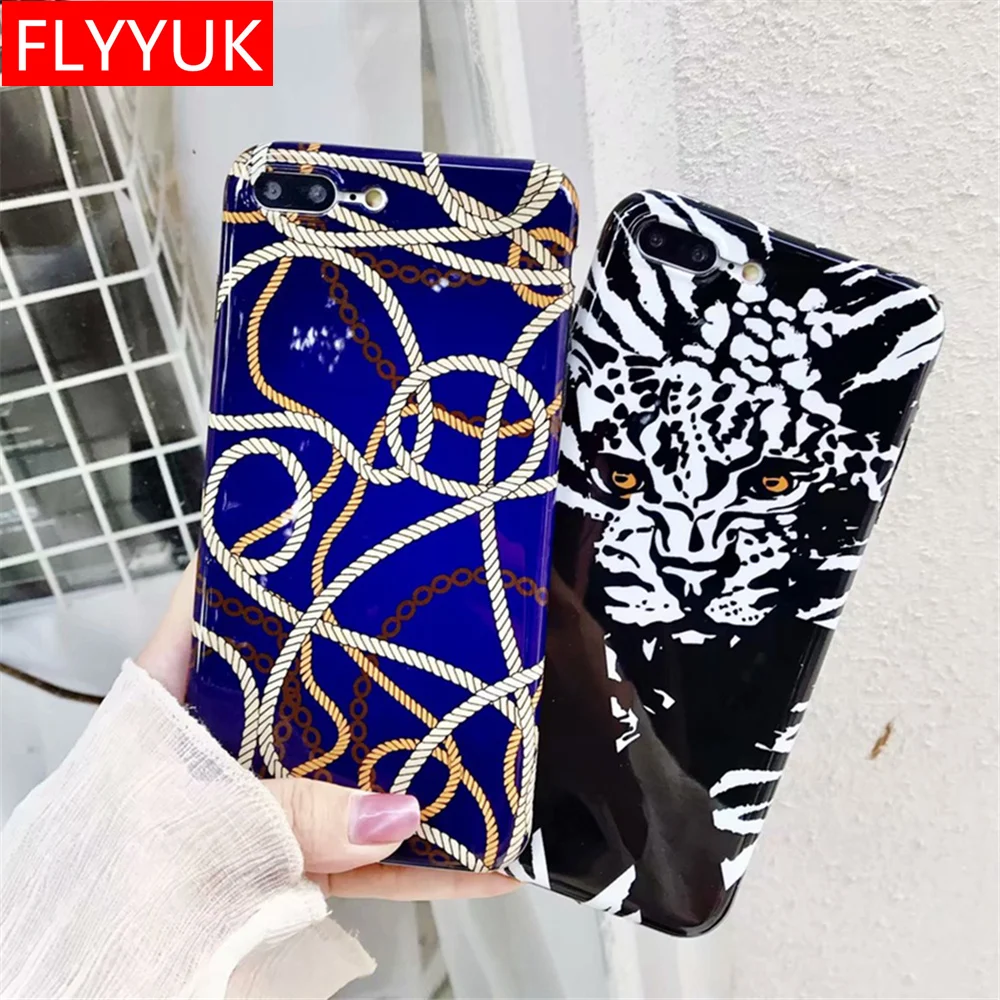 Новый каната цепи узор для Iphone 6 S Plus X случаях Мода головы тигра Гладкий мягкий