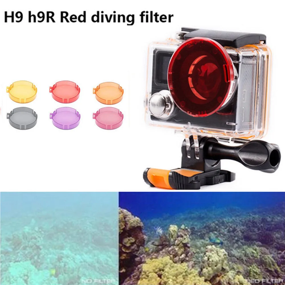 Diving Aqua Color Lens Filter for Eken H9R H8R Action Camera Waterproof Housing Case Red Yellow Lens Filters Camera Accessories