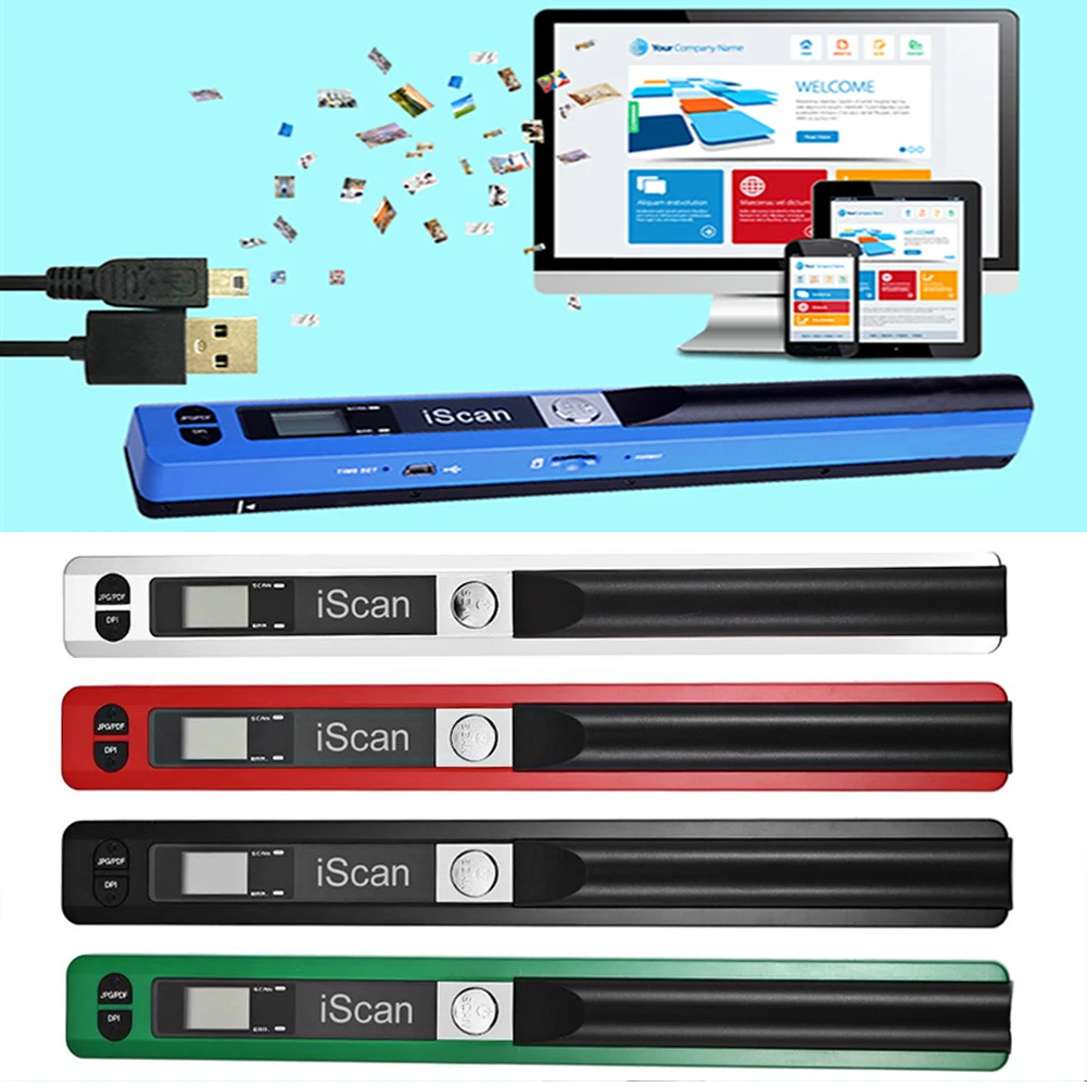 900DPI Compact Portable High Speed Handheld Mini USB 2.0 LCD Display JPEG/PDF Format Pen Type Document Scanner | Компьютеры и офис