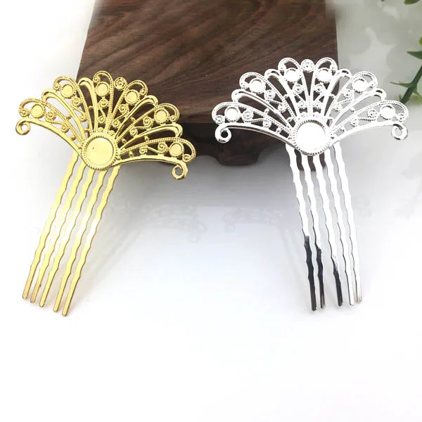 Гребень для волос с филигранным цветком аксессуары невесты заготовки основы 5