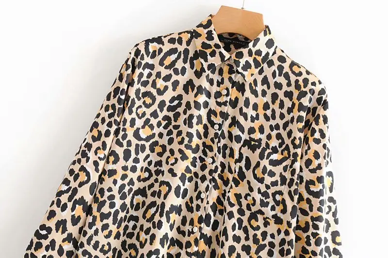 Za Женская блузка с животным принтом женская леопардовым металлическим нитка