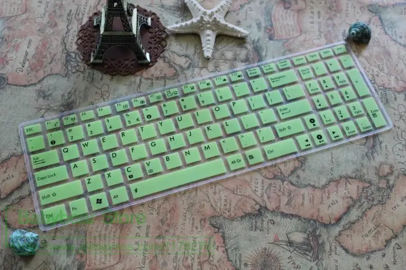 green 17 дюймов силиконовая клавиатура для ноутбука, чехол для Asus ROG GL752VW GL752 gl551 GL551JM gl552vw GL552 - Цвет: green