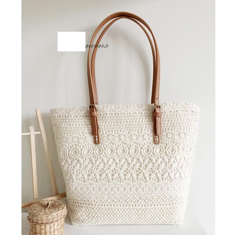 Beige 12 weeks deliv 40*30 см I специальные зерна оригинальные плетеные свежий лес хлопок кружева женская сумка сумочка, одежда Новинка A2942 - Цвет: Beige 12 weeks deliv