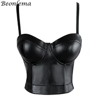 beonlema black faux leather corset top bras gothic clothes women sexy bustier bodice goth plus size steampunk corsage party tops