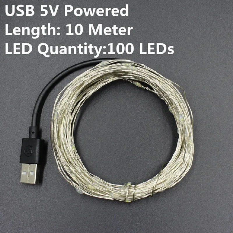 DC 5 В USB питание Водонепроницаемый светодиодный Медный Серебряный провод струнный светильник s 1 м 2 м 3M 4M 5 м 10 м 20 м Декор Рождественский праздничный Сказочный светильник гирлянда