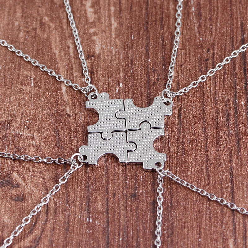 Ожерелья Best Friends bff для 4 пазлов красное синее желтое эмалированное ожерелье