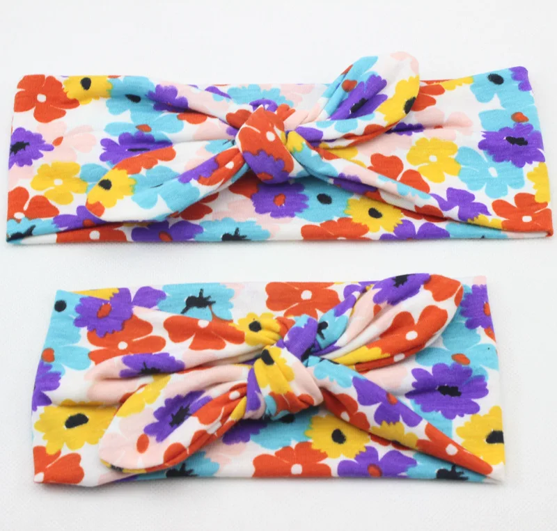Повязка на голову с бантом из ткани Мама и я 1 комплект повязка цветочными