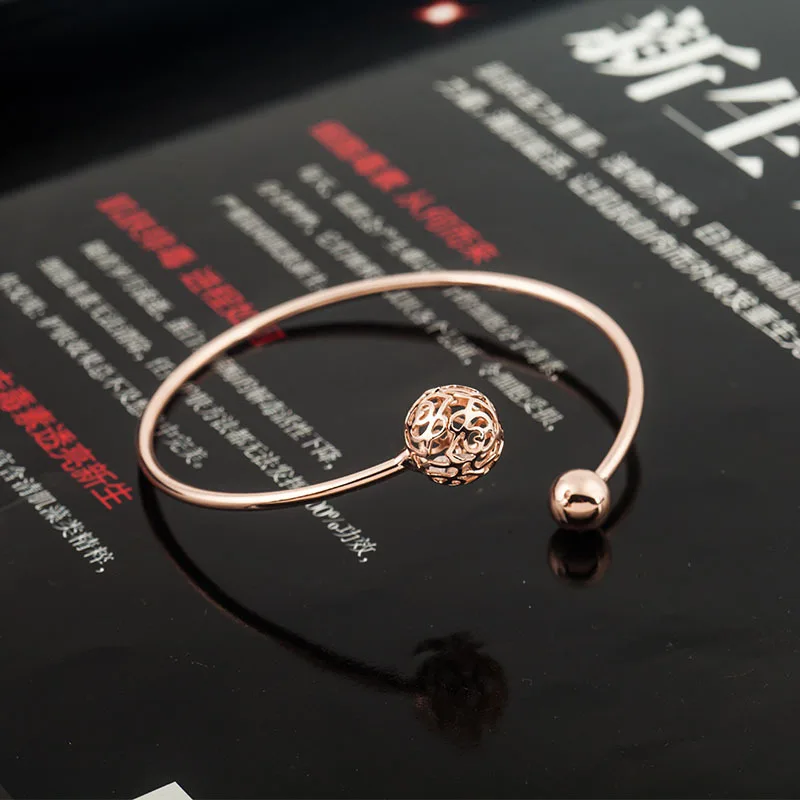 Полый шаровой браслет женский позолоченный посеребренный бисер цветок Шарм