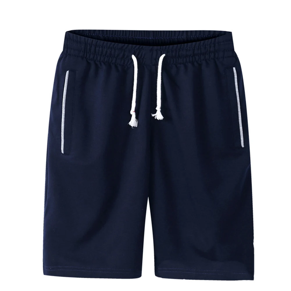 Dark Blue Горные однотонные мужские шорты 6XL летние мужские пляжные шорты хлопковые повседневные новые спортивные мужские шорты для пробежек размера плюс одноцветные - Цвет: Dark Blue