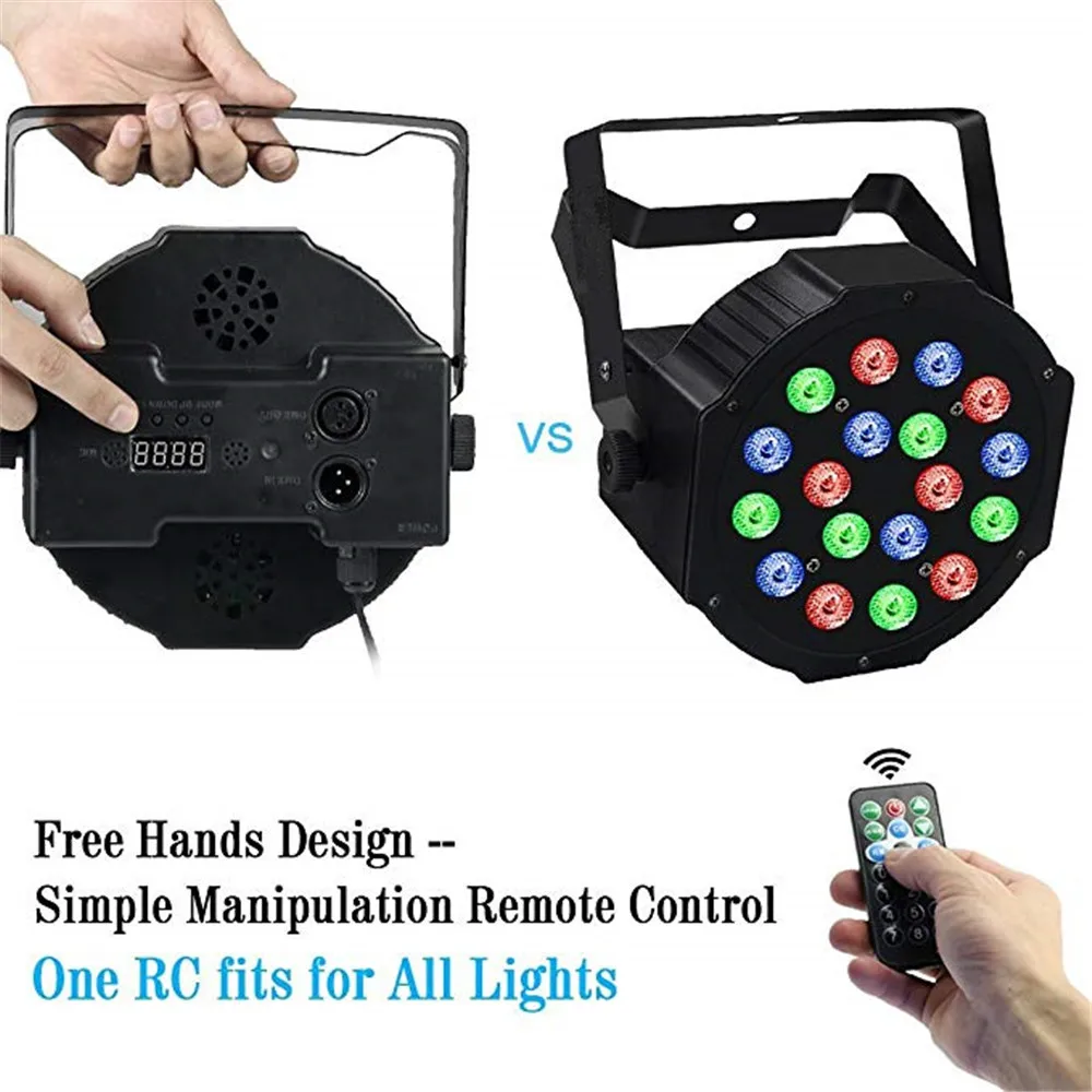 Светодиодные сценические огни 18x3W RGB Par 7 режимов DMX управляемый Звук