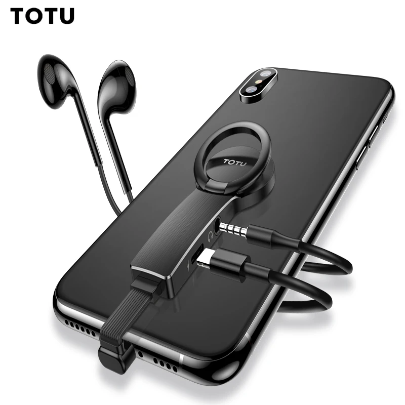 TOTU 3 в 1 кольцо держатель для Lightning до 5 мм адаптер iPhone X Xs 8 7 OTG аудио телефон