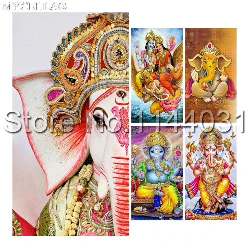 5D DIY алмазная живопись Индия Ganesha Алмазная вышивка крестом Красочные Слон полное