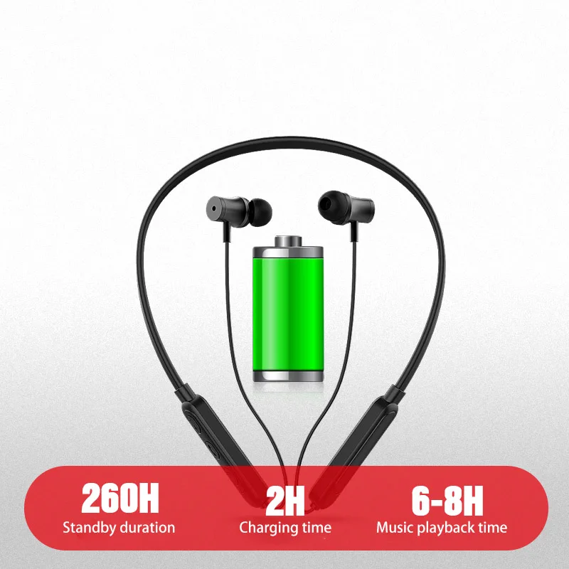 Новые беспроводные наушники с магнитным креплением Memory Collar HiFi звукового качества спортивные наушники с IPX5 водонепроницаемостью и беспроводным микрофоном Bluetooth 5.0.