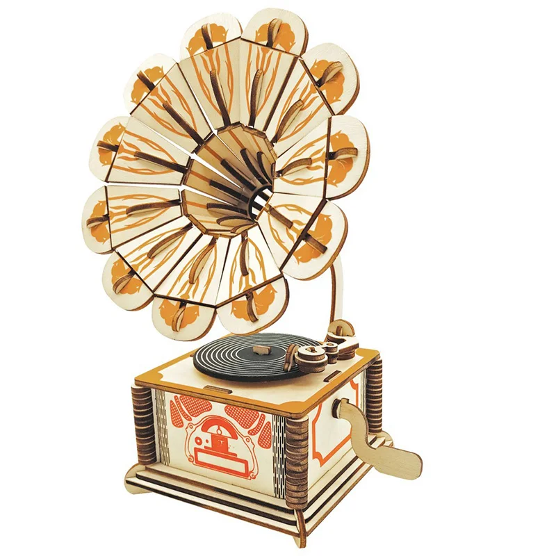 3D головоломки фонограф наборы для сборки деревянных изделий модели игрушек