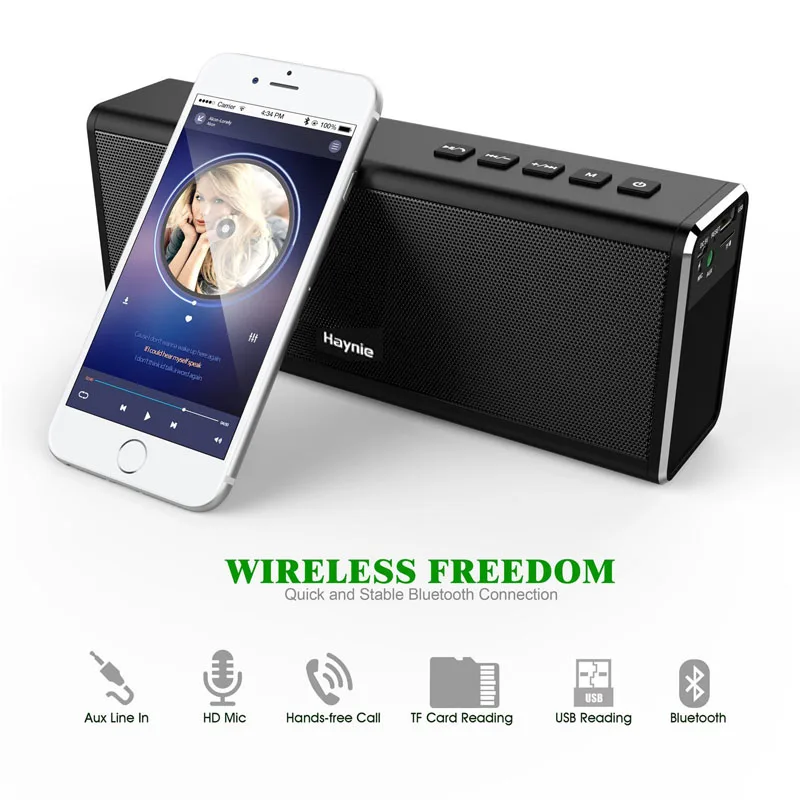 Хейни супер бас 20 Вт Bluetooth Динамик 4000 мА/ч Мощность банк Портативный Беспроводной