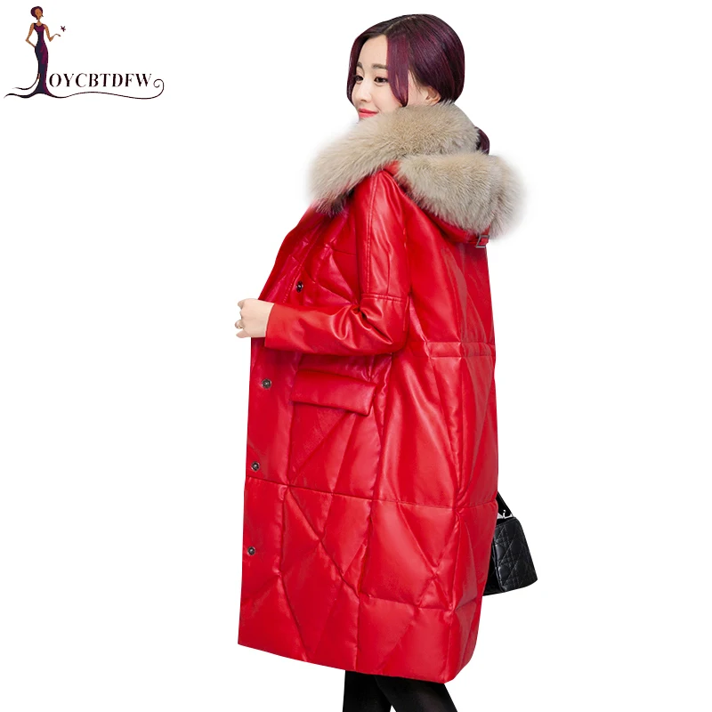 Зимнее хлопковое пальто из искусственной кожи Женская парка новинка 2018