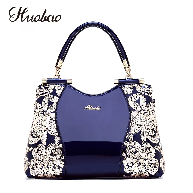 2020 New Women Patent Leather Handbags Sequin Embroidery luxury Shoulder Crossbody Bag Famous Brand Designer Women Messenger Bag