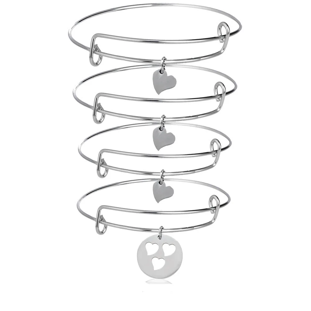 4 шт. браслет с подвеской в виде сердца из нержавеющей стали женские вечерние