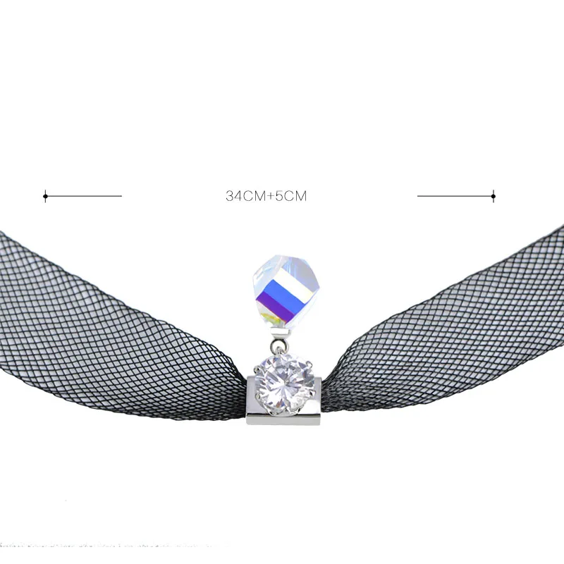 MECHOSEN Lace Chokers Necklaces For Women Sparkling Cubic Zirconia Pendant charms Collier Colar Mujer Party Jewelry chakra wicca | Украшения